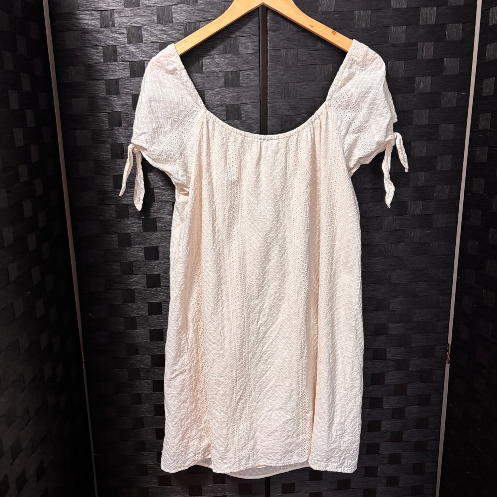 Universal Thread Shift Dress Ivory Eyelet Boho Cottage Party Coastal Casual Sz L - Picture 5 of 7